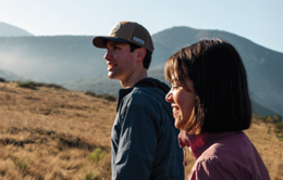 Two people hiking in the hills